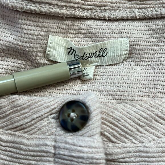 Madewell Draped/Ribbed Button Front Top - M - Picture 3 of 8